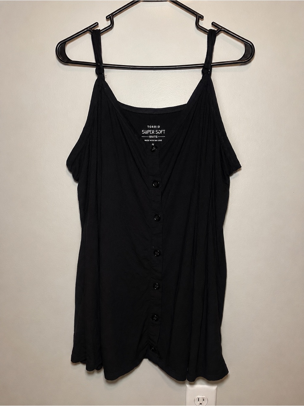 Torrid Super Soft Black Button Front Cami Tank Top Size 4X Plus Size